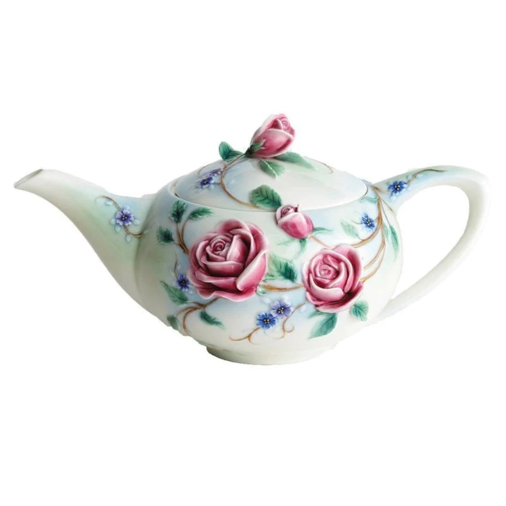 FRANZ ENGLISH GARDEN ROSE DESIGN TEAPOT WITH COVER (FZ00697)